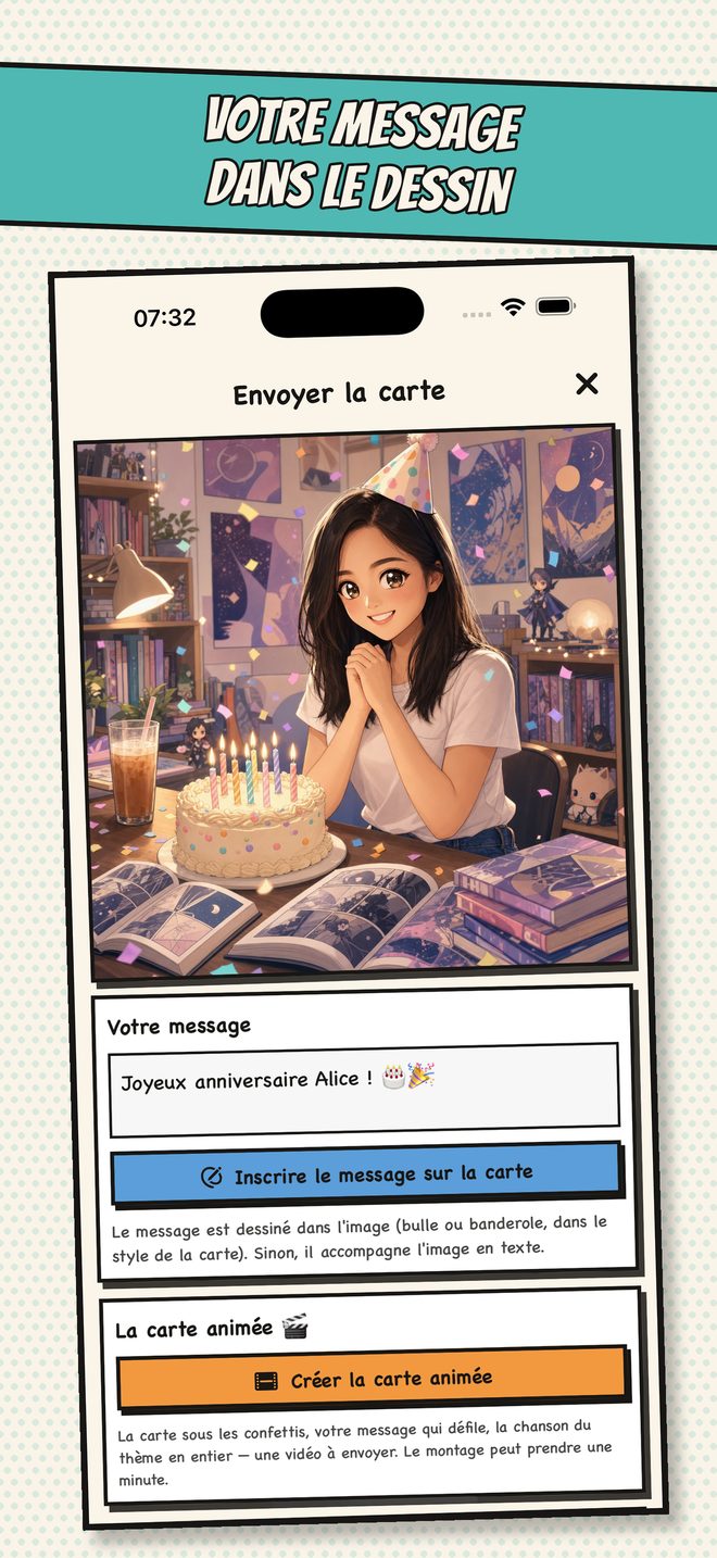 Une carte de fête personnalisée prête à envoyer
